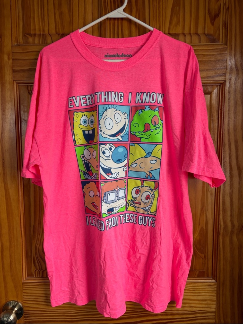 Nickelodeon Hot Pink Cartoon Grid Tee